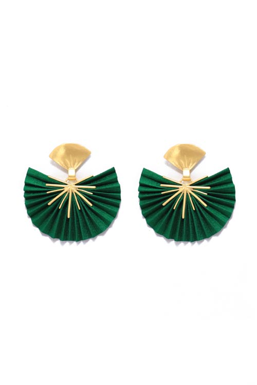 Sparkle Fan Earrings / Small Emerals Green