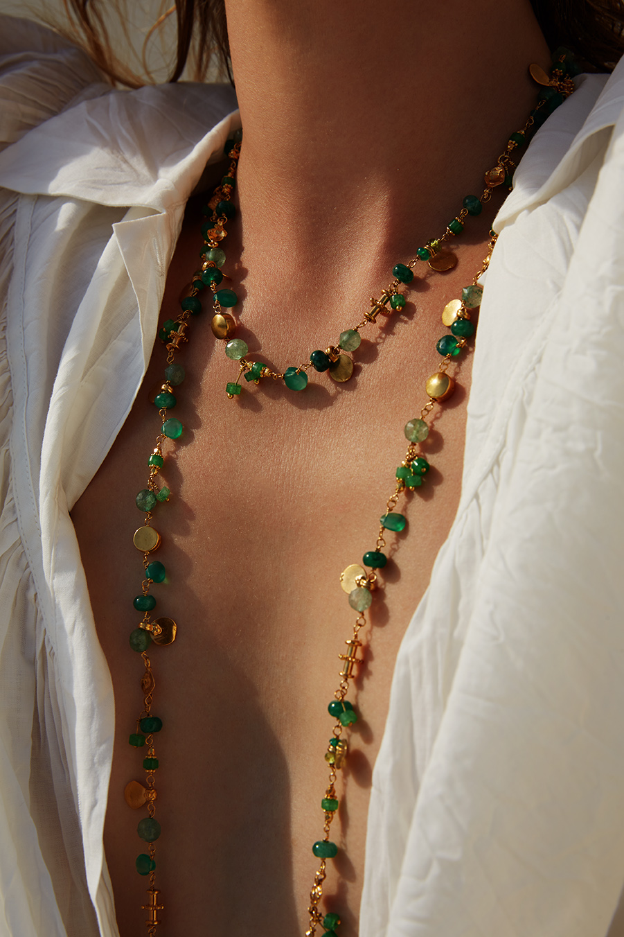 Green Twisted Necklace/Short