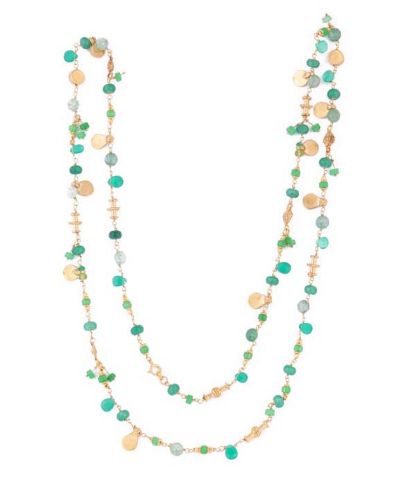 Green Twisted Necklace/ Long