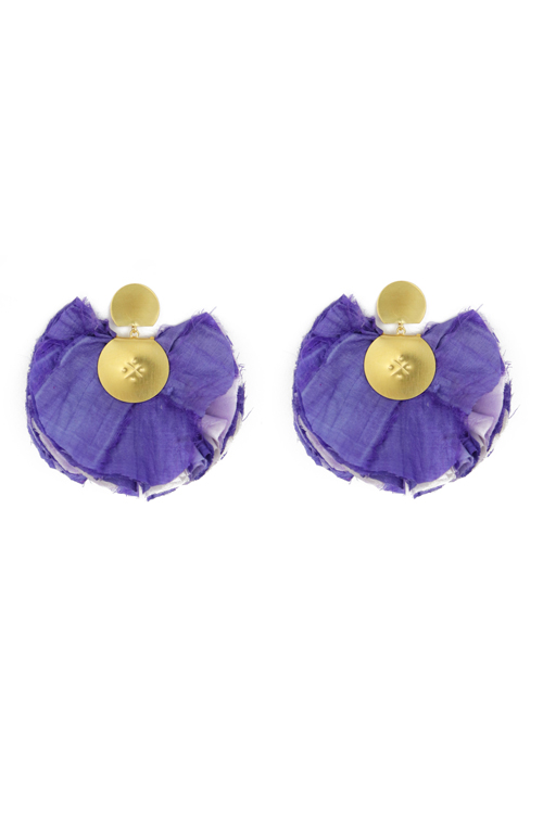 Mini Silky Fan Earrings / Violet